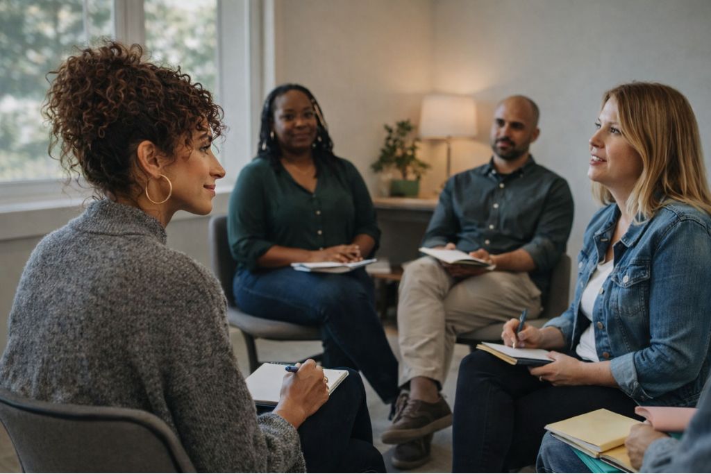 Group therapy session for adult ADHD treatment in Hilliard Ohio
