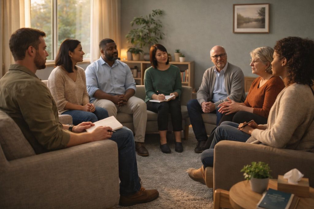 Group therapy session at intensive outpatient program in Hilliard, Ohio