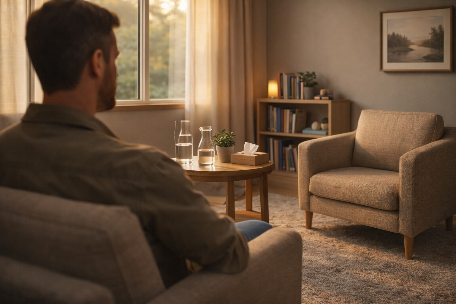 Drug addiction treatment counseling room at outpatient center in Columbus, Ohio