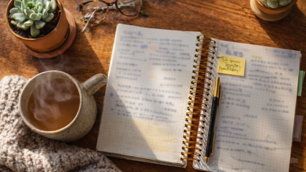 DBT skills workbook and journal on wooden table, representing structured personality disorder treatment approach in Columbus, Ohio