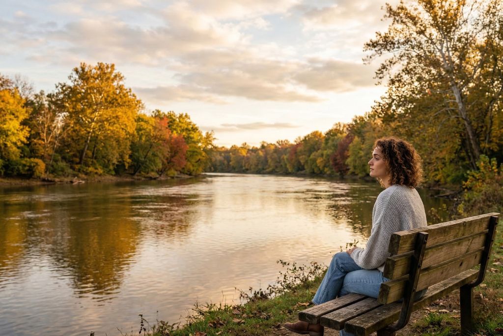 Peaceful Scioto River landscape near Scioto Wellness Center representing healing and hope in Central Ohio