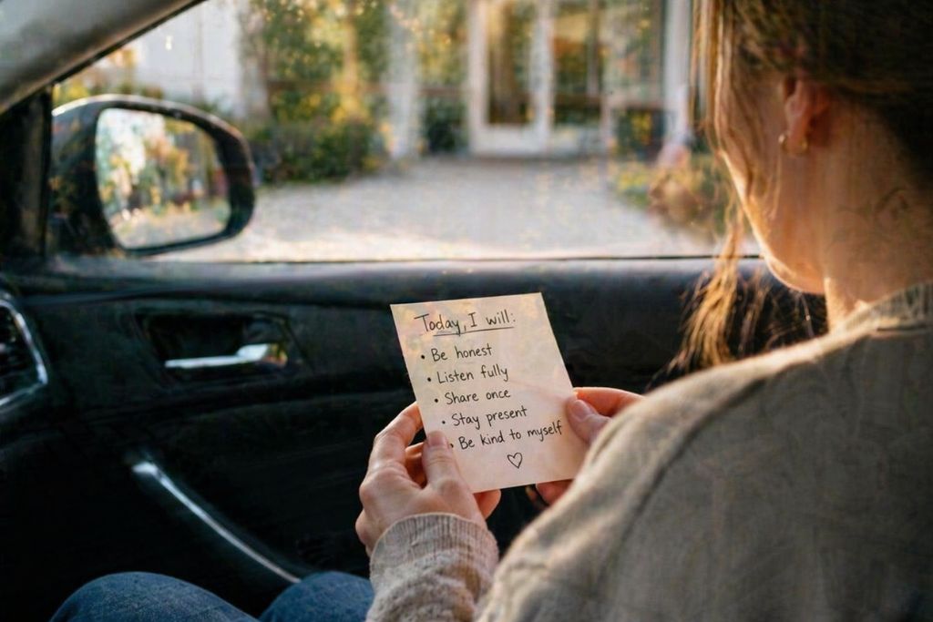 Personal reflection and goal-setting before group therapy session