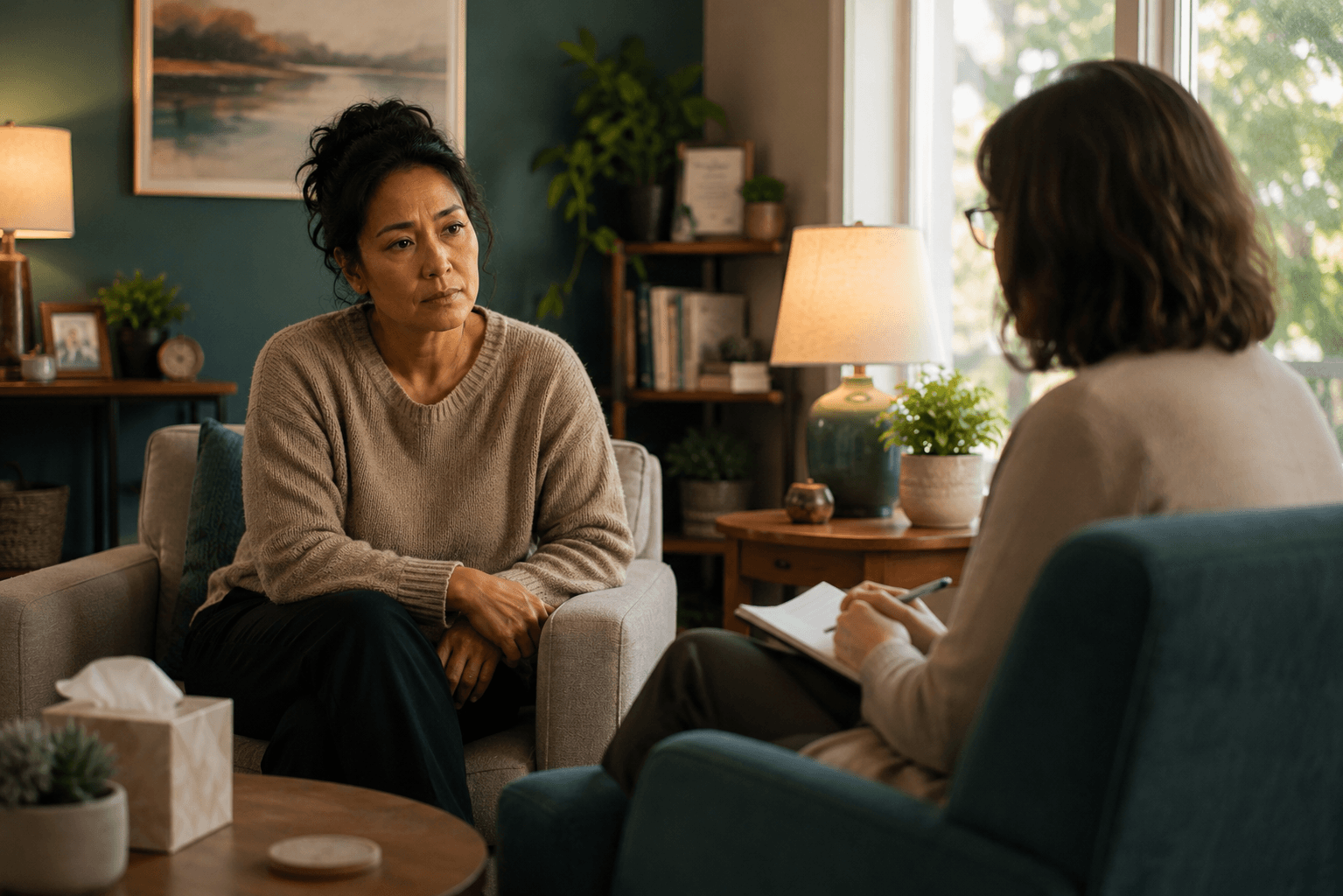 Individual therapy session addressing depression and substance use together