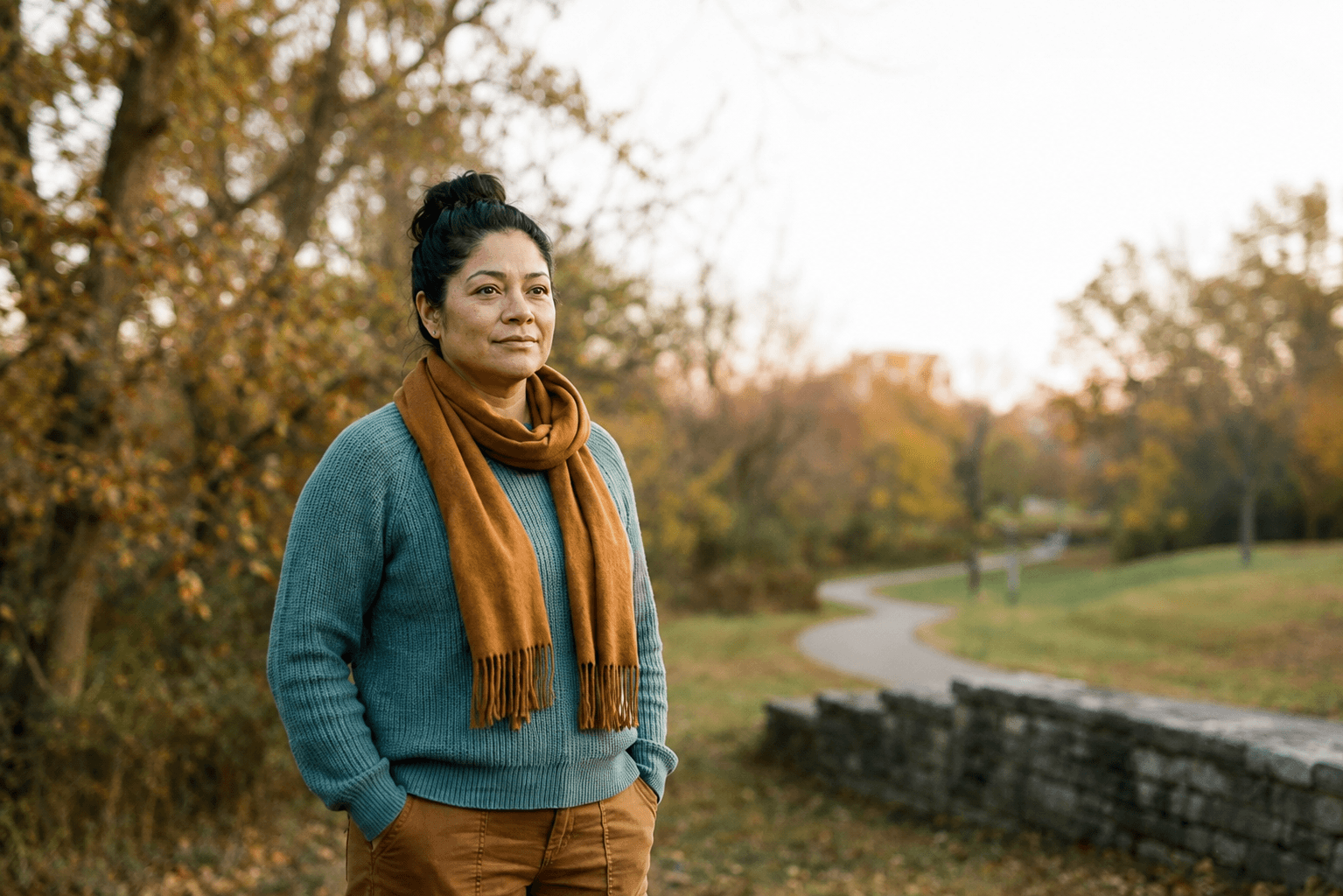 Adult experiencing calm and stability after integrated PTSD and substance use treatment 