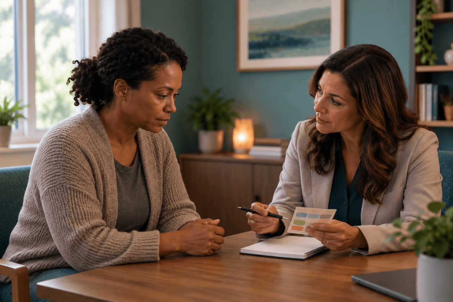 Psychiatric provider discussing medication options with a patient during an appointment